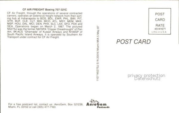 Flugzeuge Zivil CF Air Freight Boeing 707-321C N527SJ s – Bild 2