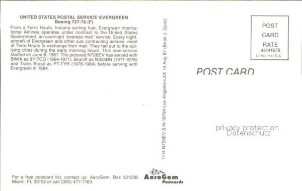 Flugzeuge Zivil United States Postal Service Evergreen – Bild 2