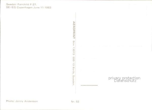 Flugzeuge Zivil Swedair Fairchild F-27 SE-IEG – Bild 2