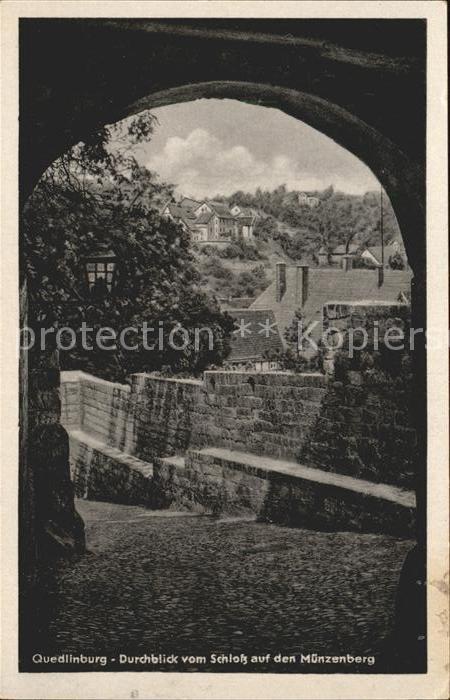 Quedlinburg Durchblick vom Schloss auf den Münzenbe