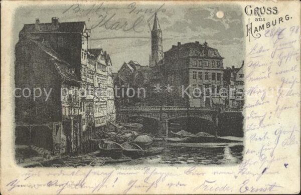 Hamburg Winserbaum im Mondschein Deutsche Reich