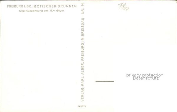 Freiburg Breisgau Gotischer Brunnen Originalzeichnung von – Bild 2