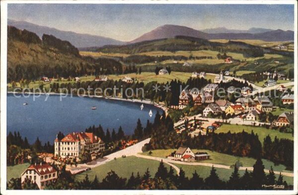Titisee Panorama Schwarzwald Künstlerkarte Mund