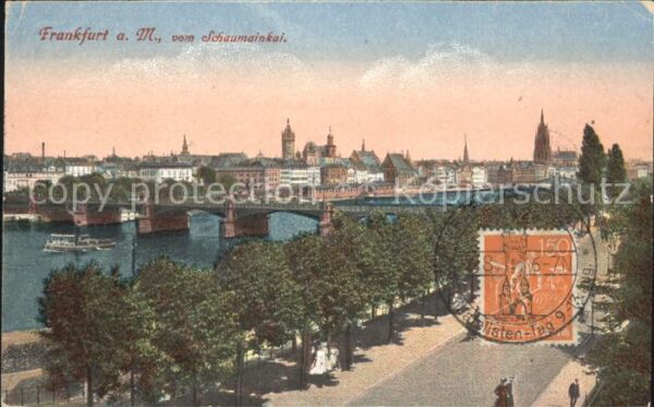 Frankfurt Main Blick vom Schaumainkai Brücke Stempel a