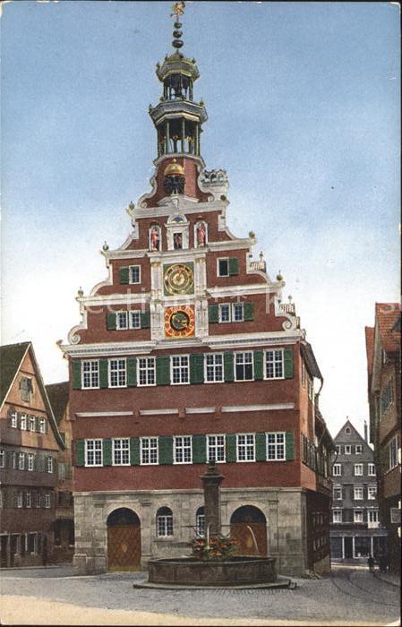 Esslingen Neckar Altes Rathaus Giebel Brunnen Kunstkarte