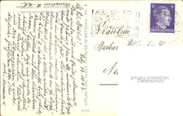 Freiburg Breisgau Martinstor Künstlerkarte Originalzeichn – Bild 2