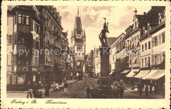 Freiburg Breisgau Kaiserstrasse Brunnen Martinstor