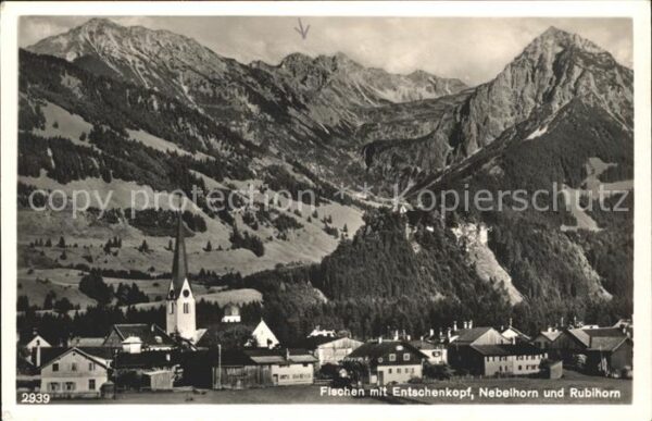 Fischen Allgaeu Ortsansicht mit Kirche Entschenkopf Neb