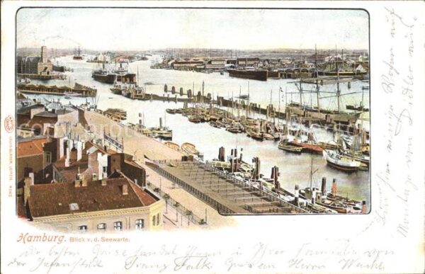 Hamburg Blick von der Seewarte Dampfer Segelboo