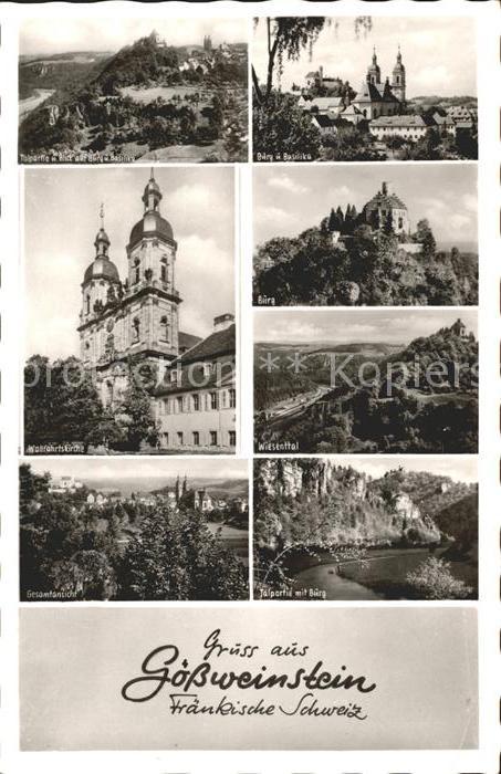 Goessweinstein Talpartie Burg Basilika Wiesenttal Wall