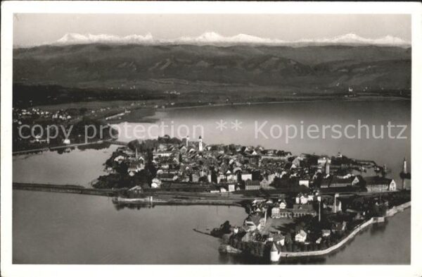 Lindau Bodensee Fliegeraufnahme Alpenpanorama