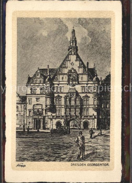 Dresden Georgenturm Künstlerkarte Wollmann Samm