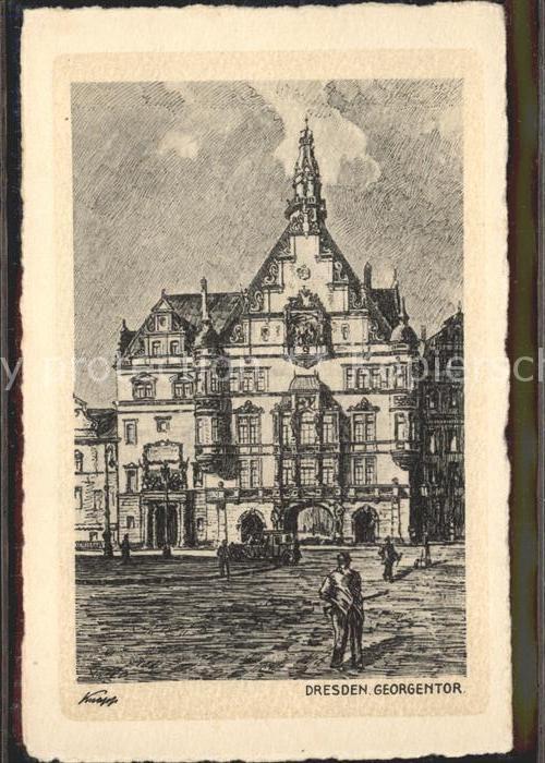 Dresden Georgenturm Künstlerkarte Wollmann Samm