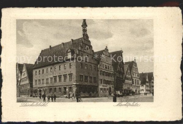 Dinkelsbuehl Marktplatz Kupfertiefdruck Bütten