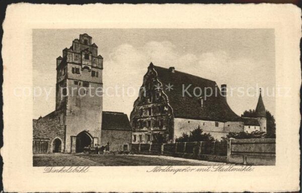 Dinkelsbuehl Nördlingertor mit Stadtmühle Kupfertief