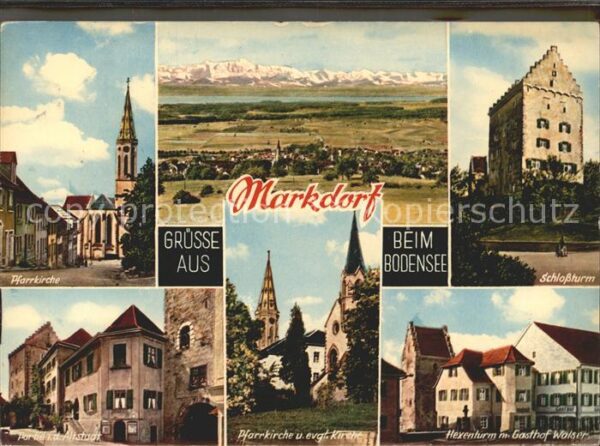Markdorf Baden Kirche Alpenpanorama Schlossturm Hexent