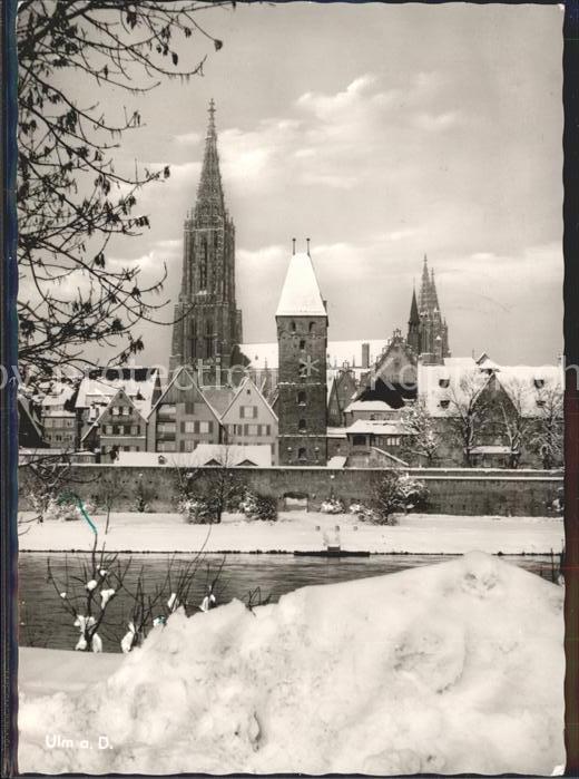 Ulm Donau Partie an der Donau im Winter Münster