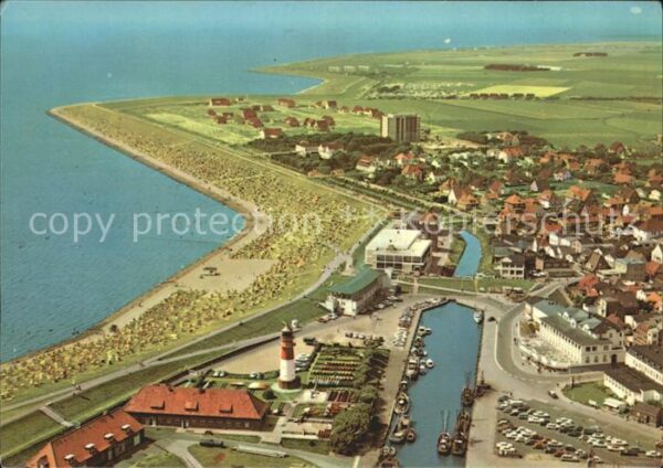 Buesum Nordseebad Fliegeraufnahmemit Leuchtturm Strand