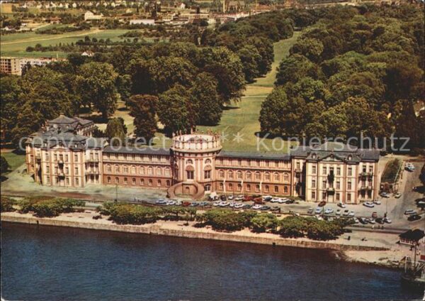 Biebrich Wiesbaden Fliegeraufnahme Schloss am Rheinufer