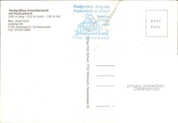 Schonach Schwarzwald Weltgrößtes Holzräderwerk mit Kuckucksr – Bild 2