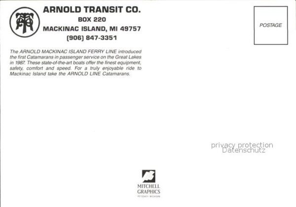 Faehre Ferry Bac Traghetto-- Arnold Transit Co Mackinac Island – Bild 2