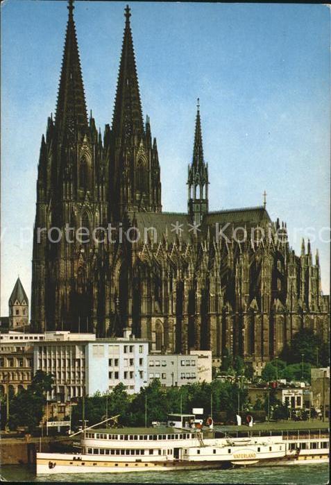 Dampfer Seitenrad Vaterland Köln am Rhein Dom Rheinufer