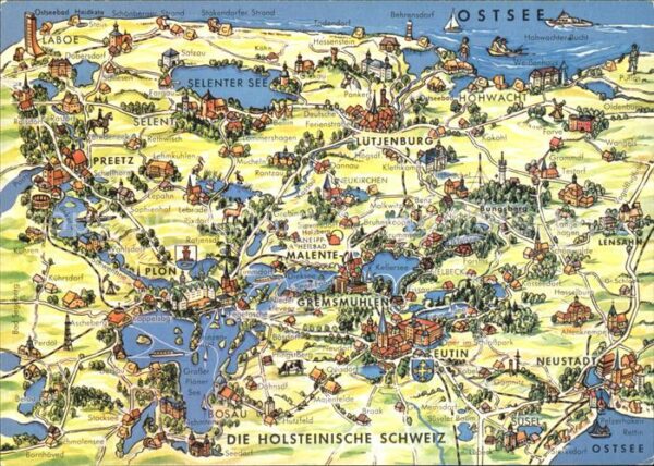 Panoramakarte Holsteinische Schweiz Malente-Gremsmühl