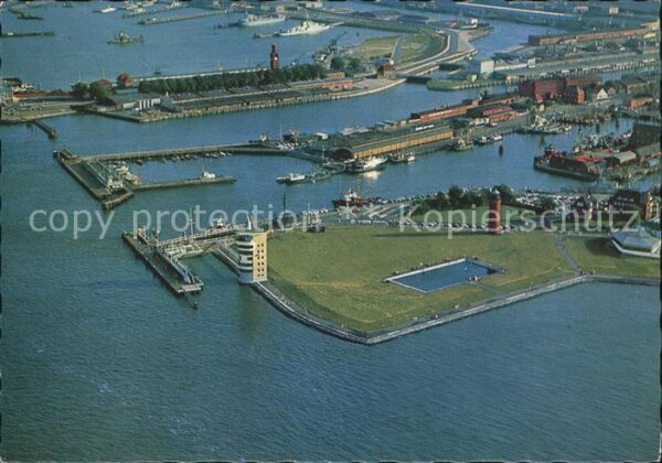 Cuxhaven Nordseebad Hafenanlagen Fliegeraufnahme