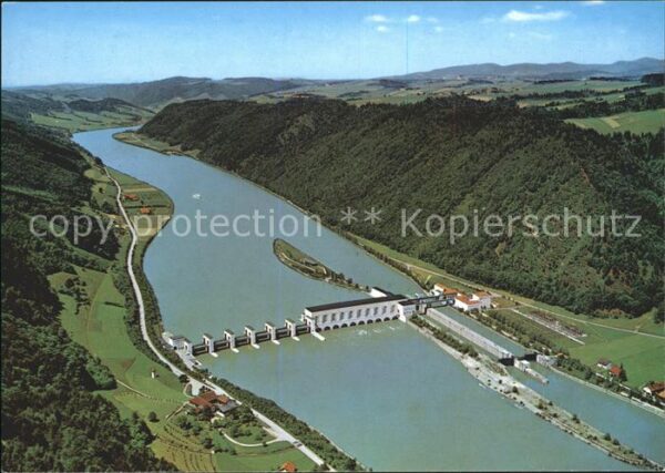 Jochenstein Niederbayern Donaukraftwerk Fliegeraufnahme