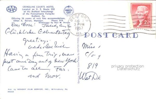 Bedford Pennsylvania Crinoline Courts Motel – Bild 2