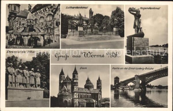 Worms Rhein Hagendenkmal Siegfriedbrunnen Ehrenmal
