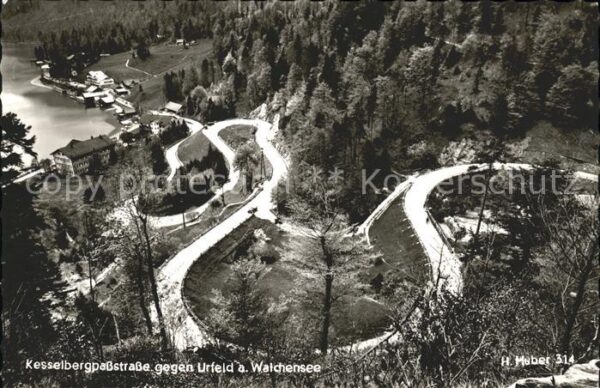Urfeld Walchensee Kesselbergpassstrasse Foto H. Huber Nr.