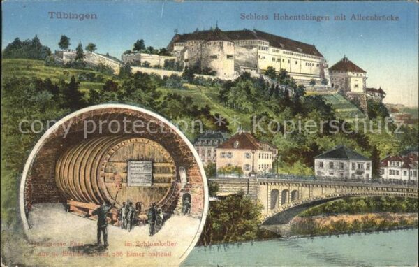 Tuebingen Schloss Hohentübingen Alleenbrücke Fass
