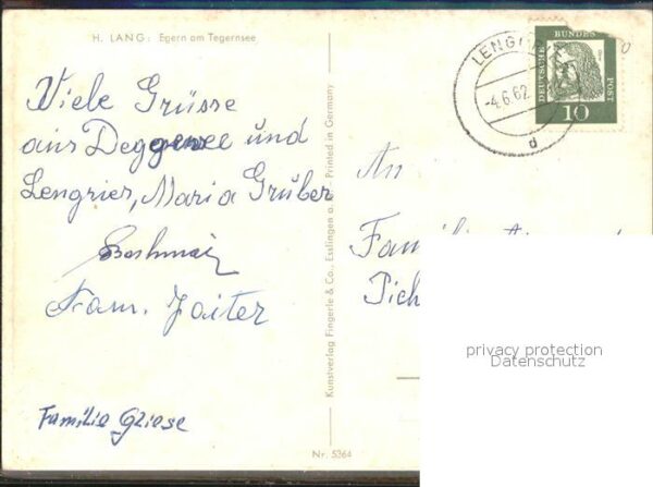 Egern Tegernsee Künstlerkarte H. Lang – Bild 2