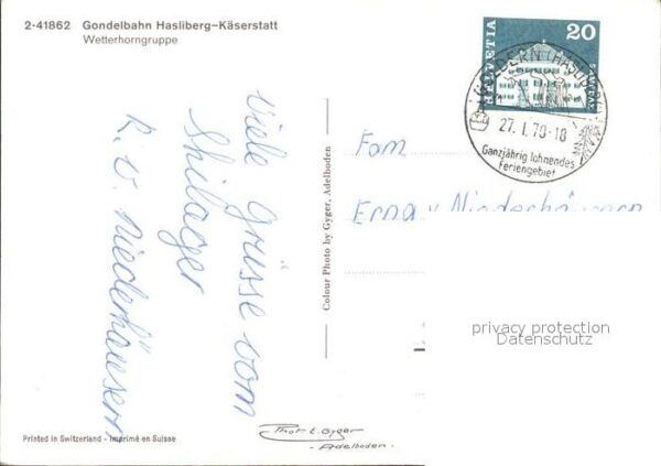 Seilbahn Hasliberg-Käserstatt Wetterhorngruppe – Bild 2