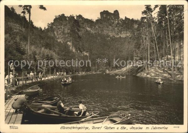 Rathen Saechsische Schweiz Elbsandsteingebirge Amselsee Lokomotive