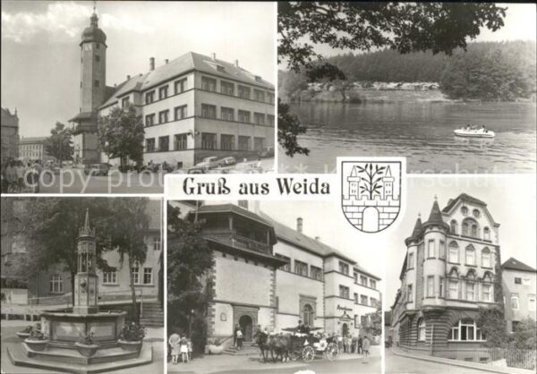 Weida Thueringen Markt Rathaus Auma-Talsperre Brunnen Ra