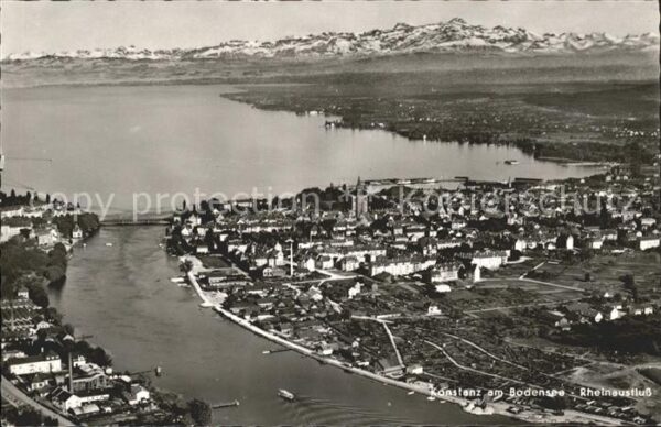 Konstanz Bodensee Rheinausfluss Alpenpanorama Fliegeraufn