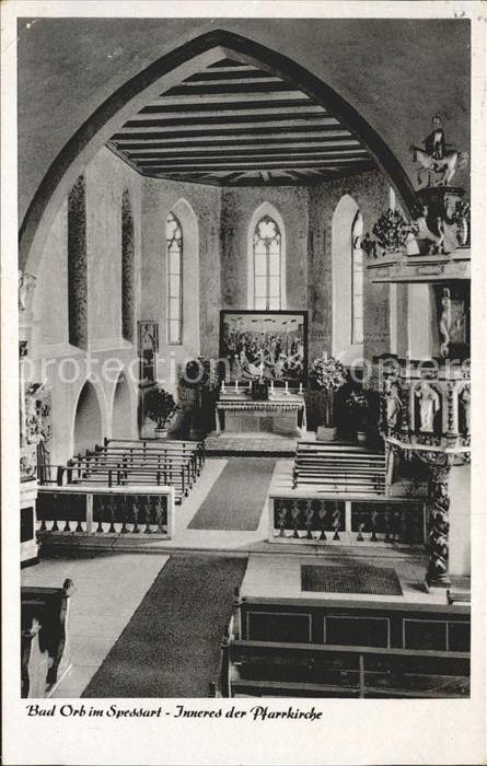 Bad Orb Inneres der Pfarrkirche Kanzel Altar