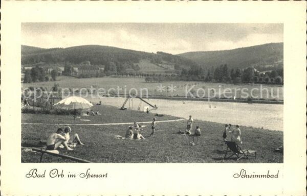 Bad Orb Schwimmbad Kupfertiefdruck