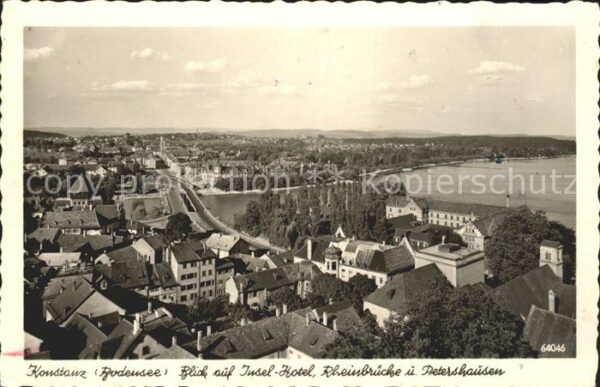 Konstanz Bodensee Blick auf Inselhotel Rheinbrücke und Pe