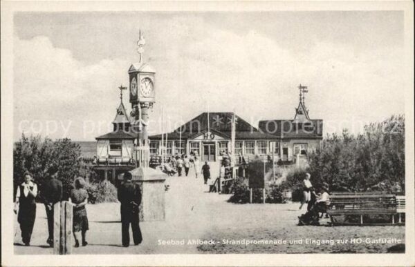 Ahlbeck Ostseebad Strandpromenade Standuhr HO Gaststätte