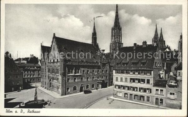 Ulm Donau Rathaus Brunnen Münster Kirchturm