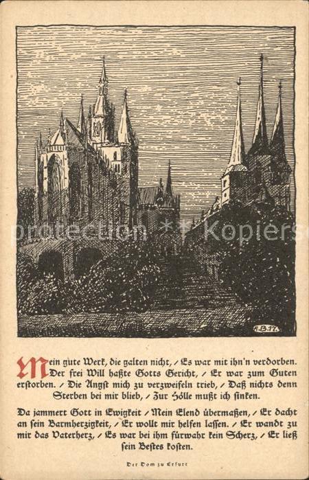 Erfurt Dom Künstlerkarte Gedicht M. Feesche