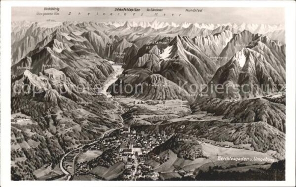 Berchtesgaden Panoramakarte Hochkönig Hundstod Gr. Gl