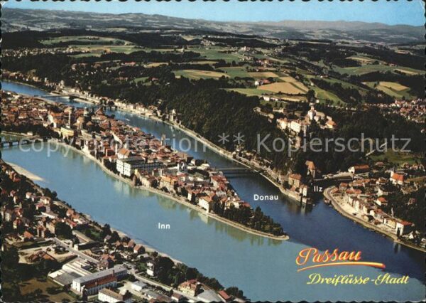 Passau Fliegeraufnahme Inn Donau Ilz