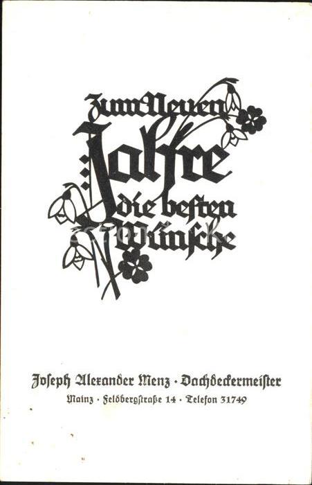 Neujahr Glückwunsch Joseph Alexander Menz Dachd