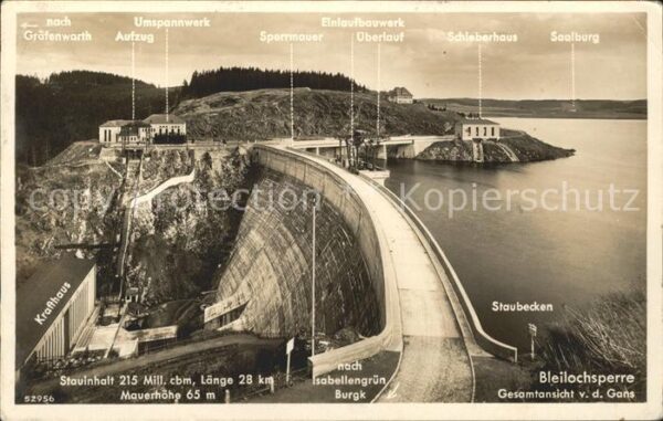 Talsperre Staudamm Bleilochsperre Staubecken Krafthaus