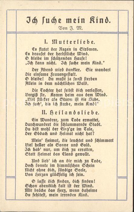 Liederkarte Ich suche mein Kind