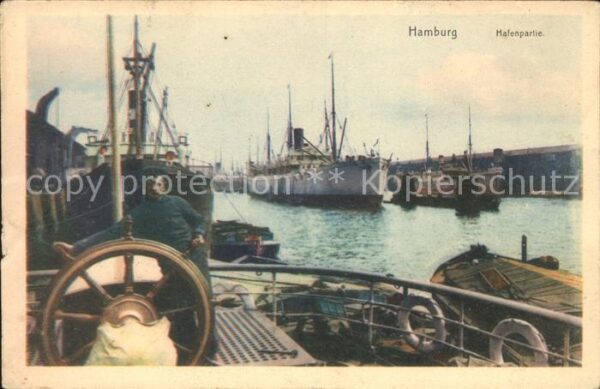 Dampfer Oceanliner Seemann Schiffssteuerrad Hamburg Hafenp